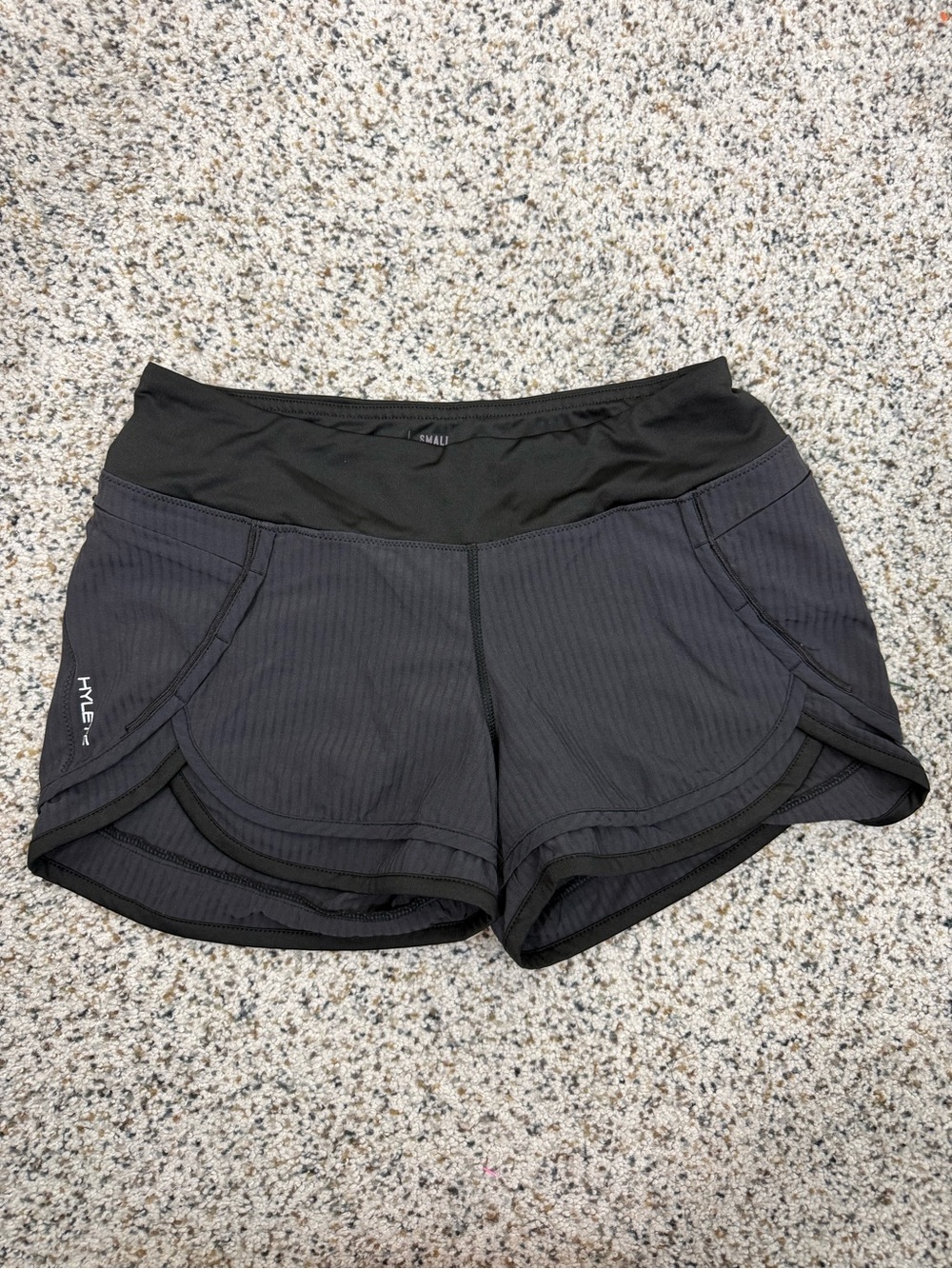 Hylete Iris Lined Short Womens Small Black Stripes Sporty Crossfit Athletic